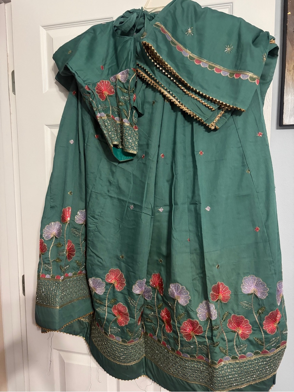 Green ghagra choli with stitched blouse new